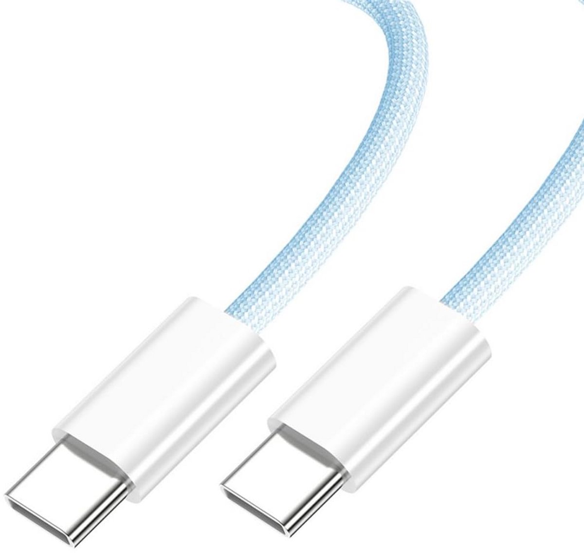 USB-C naar USB-C Kabel 3 Meter - Snel Opladen PD 65W & 480 Mbit/s Data Transfer - Blauw Gevlochten