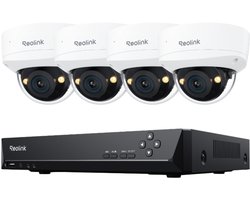 Reolink RLK8-1200V4 - 12MP 8CH PoE-beveiligingssysteem - 4 Koepelcamera's - IK10 Vandalbestendig - 145° Groothoek - Spotlicht Kleuren Nachtzicht - 2TB HDD 24/7 Opname - Slimme AI-detectie - Tweewegs Audio