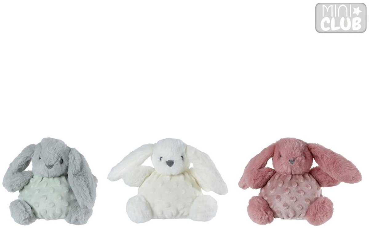 Rammelaar konijn structuur pluche - babyspeelgoed Mini Club 16cm multicolor.