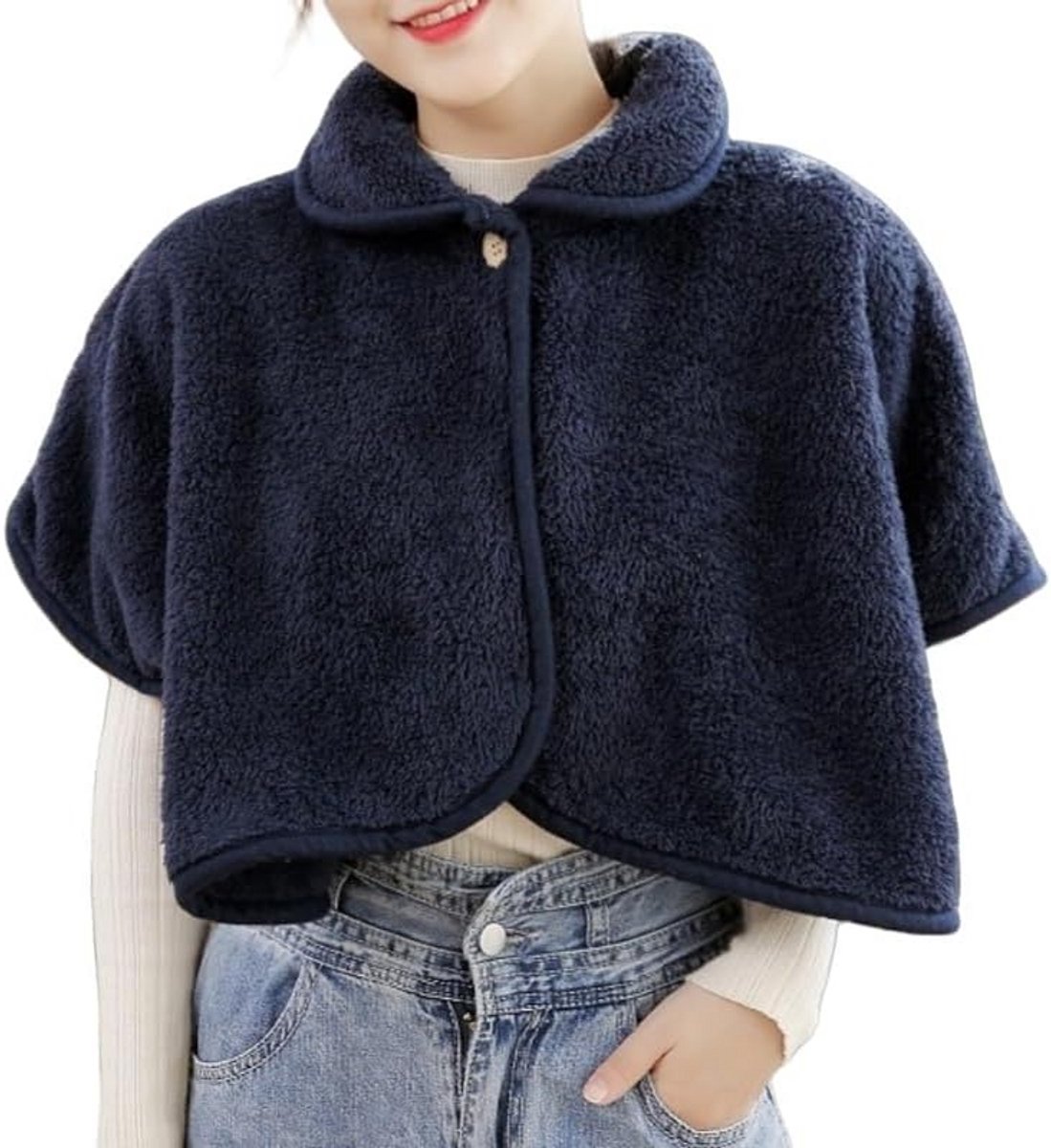 Warme Dubbelzijdige Pluchen Cape voor Dames - Fleece Schouderomslagdoek