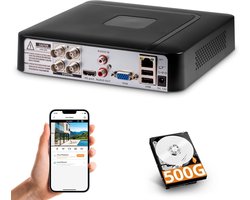 Bewakings DVR Recorder - CCTV Recorder Videorecorder - Beveiliging Thuis - 5MP H.265+ Codering - 4 Kanaals - Zwart
