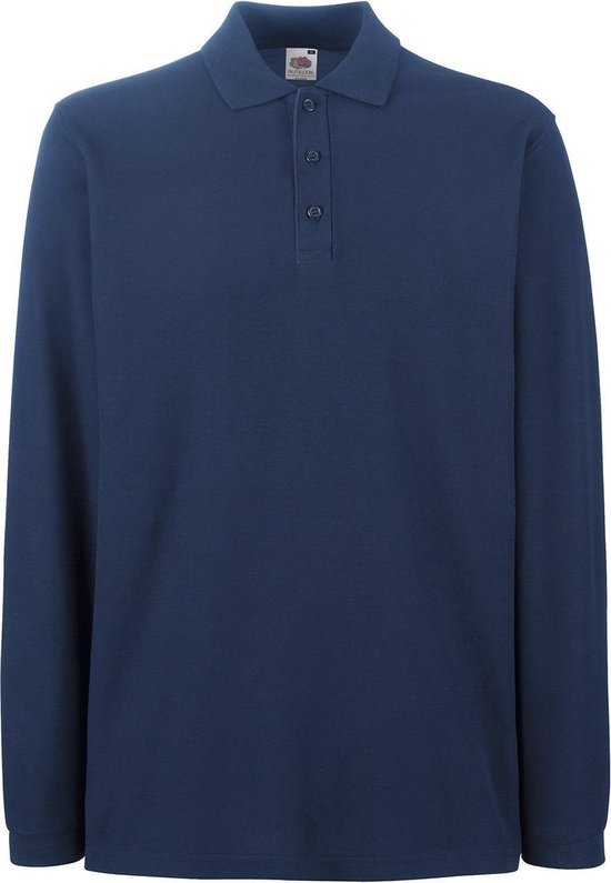 Fruit of the Loom Polo met Lange mouwen Navy M