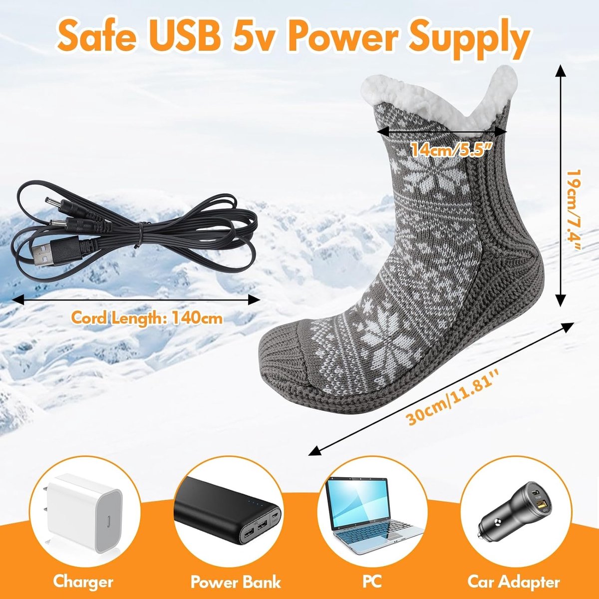 Elektrische Verwarmde Voetwarmers voor Winter - Zachte Pluche USB Voetwarmers met Antislip Zool — cadeau in Gadgets - foto 4