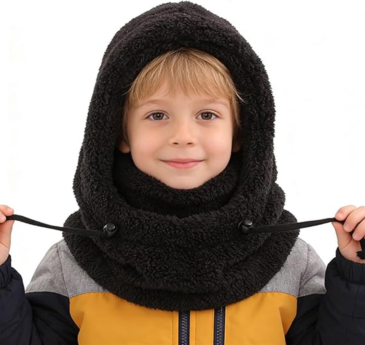 MDUG Kindermutsen, sjaals en gezichtsmaskers - 3-in-1 - Wintersjaal met capuchon - Winddichte kindermuts - Warm en koudicht - Ski-gezichtsmasker - Warme en winddichte sjaal met capuchon/gezichtsmasker - Geschikt voor kinderen van 3-10 jaar - roze