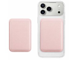 VOWLUX Compatible Magnetische Pasjeshouder Roze – Creditcard Kaart Portemonnee – Geschikt voor iPhone 12/13/14/15/16/17 (Mini/Pro/Max/Plus/Air) – PU Leer Luxe – Extra Sterk 24 Magneten – Max 3 Kaarten – Geschikt voor MagSafe Hoesjes
