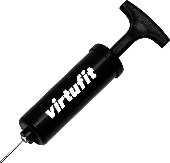 Zwarte VirtuFit handpomp met witte letters.