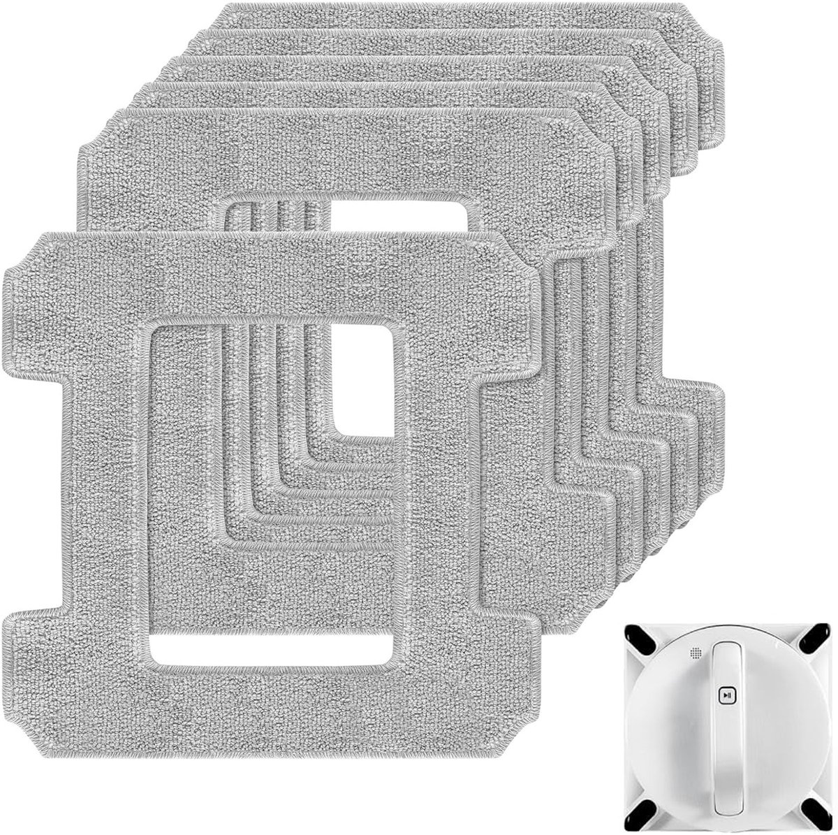 6 Stuks - Microvezeldoeken - Geschikt voor Ecovacs Winbot W1/W2/W1 Pro/W2 Omni - Cleaning Pads - Microvezel doekenset vervanging - Microveze - Wasbaar - Vervangdoeken - Voor het schoonmaken van ramen - Grijs