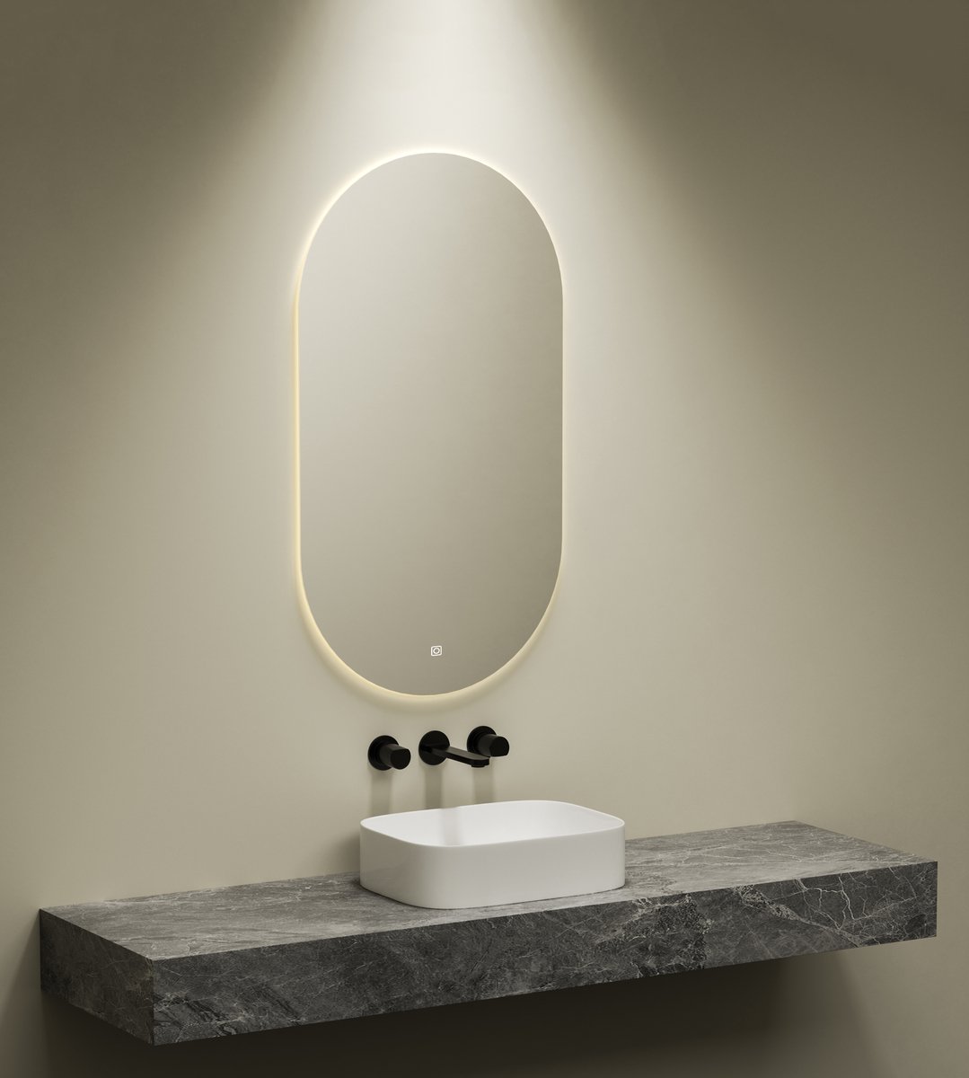 KAYvit Velora | Badkamer Spiegel lang ovaal 50×90 Cm Met LED Verlichting – 3 Kleuren