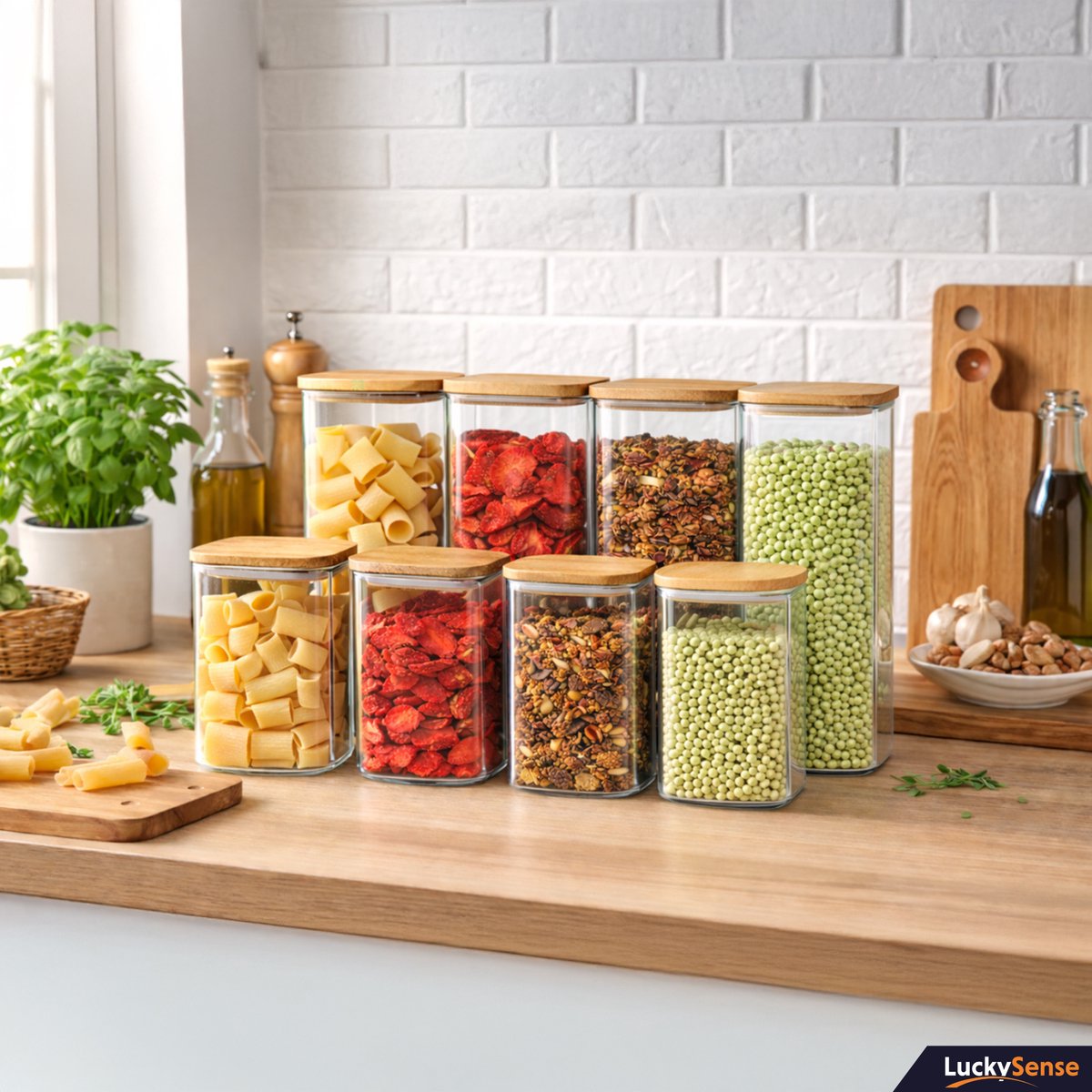Glazen Voorraadpotten – Luchtdichte deksels – 1000ml – Borosilicaatglas – 10x10x15cm – Set van 4 — cadeau in Wonen & Interieur - foto 7