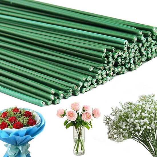 Foto: 50 stuks bloemendraad 30 cm x 2 mm bloemstengel bloemensteeldraad bloemschik gereedschap flexibele bloemendraadstelen plantenaccessoires geschikt voor het maken van boeketten bloemstukken en kransen groen