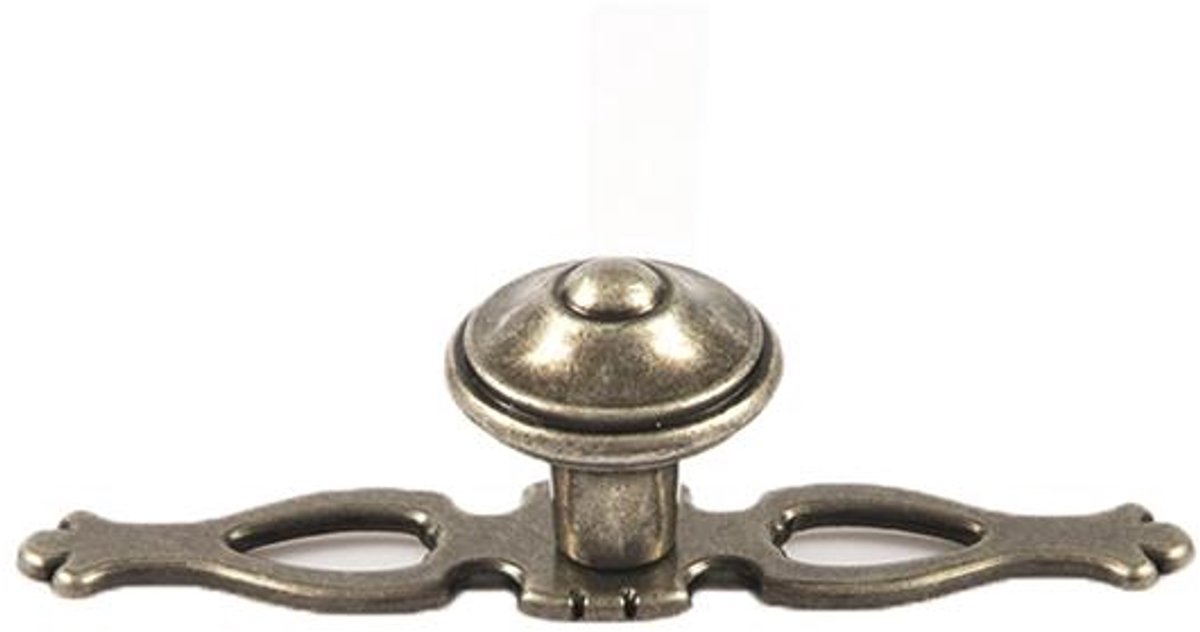 Knop Somme op Plaat - Oud Zilver - 108 mm - Meubelknop
