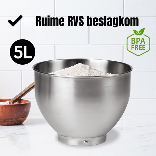 Aurixi® Mixer met mengkom - Mixer - Mixer met mengkom keukenmachine - Zwart - ‎37cm x 24cm x 32cm van Aurixi — afbeelding 2