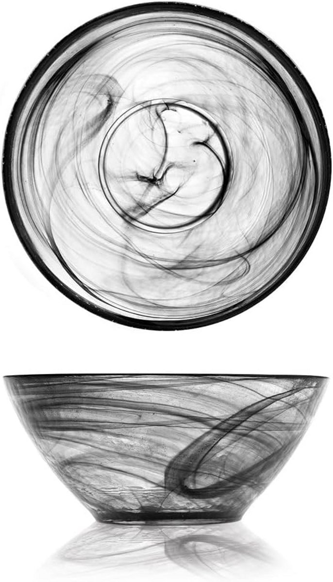 Set van 6 Zwarte Glazen Schoteltjes / Bordjes 14 cm - Alabastro Stijl