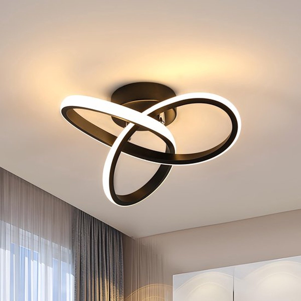 Moderne LED Plafondlamp - 22W 2500LM 3000K Diameter 25 Cm Warm Wit met Gebogen Design - Half Inbouw Plafondverlichting voor Slaapkamer & Badkamer - Energiezuinige Keukenlamp