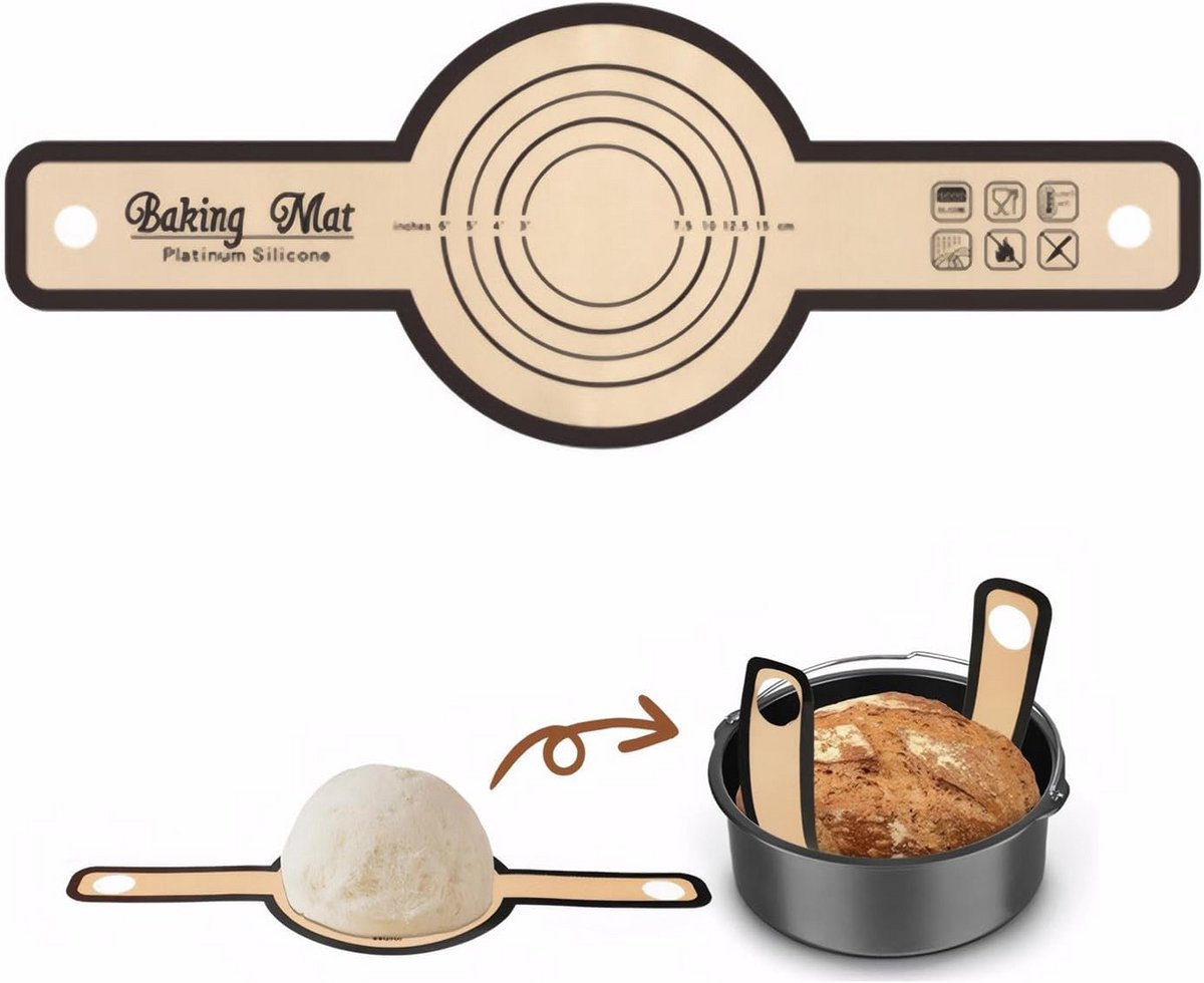 Herbruikbare Siliconen Bakmat met Handgrepen voor Brood en Dutch Oven - Anti-Aanbak