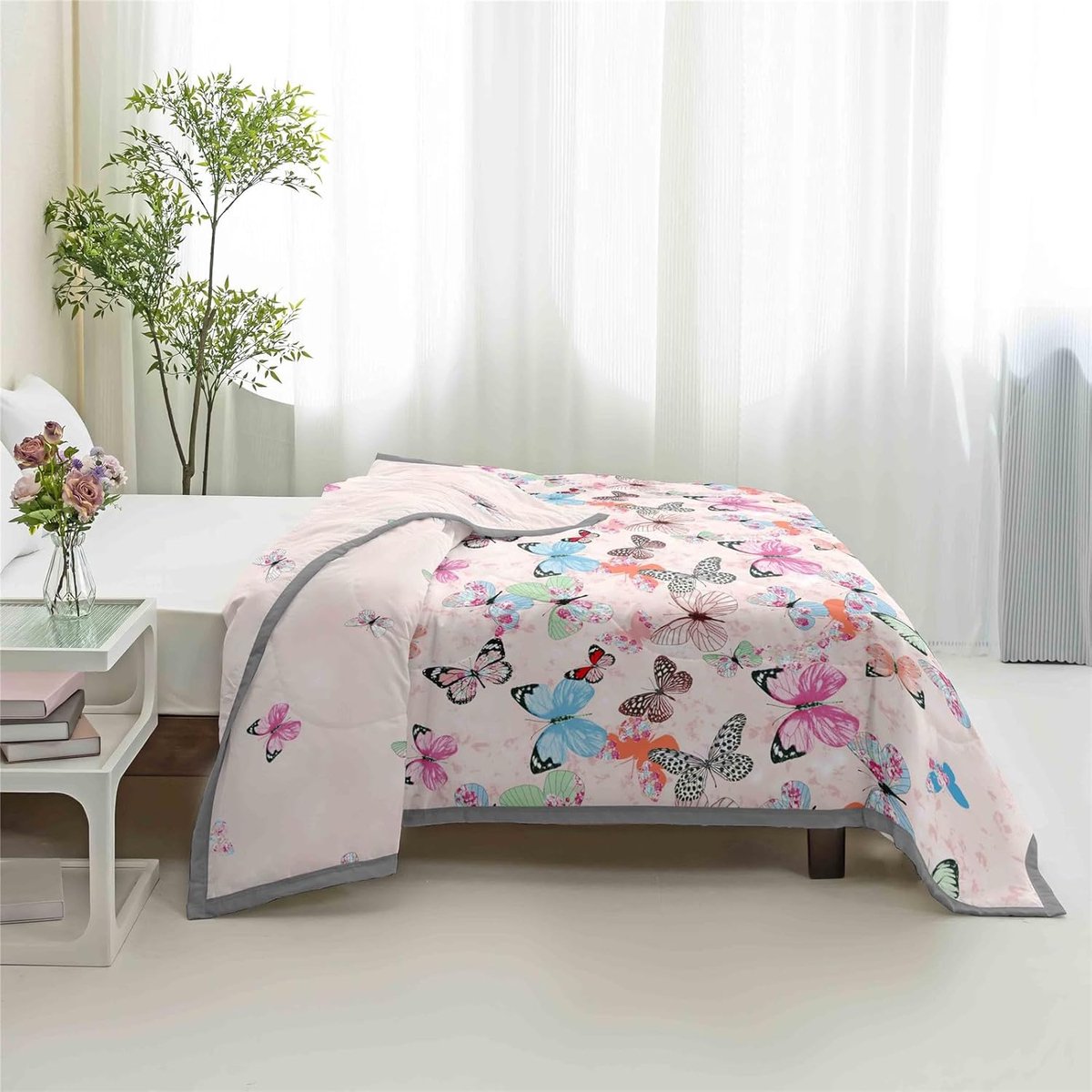 Zomerdekbed 200x200 cm Microvezel Omkeerbaar – Licht & Ademend Campingdekbed – Wasbaar op 95°C – Oeko-Tex – Grijs / Lichtgrijs – Pauwhome