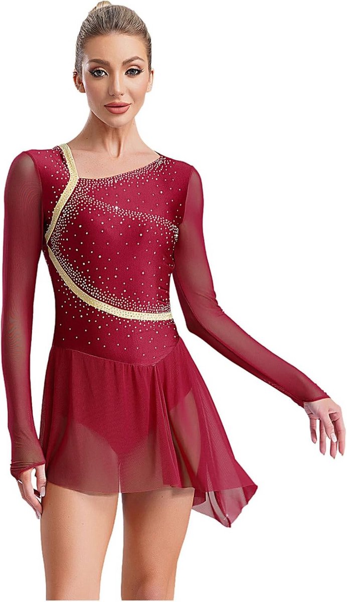Mouwloze Dansjurk voor Dames – Kunstschaatsen, Gymnastiek en Showoptredens met Strass Mouwloze Dansjurk voor Dames – Kunstschaatsen, Gymnastiek en Showoptredens met Strass
