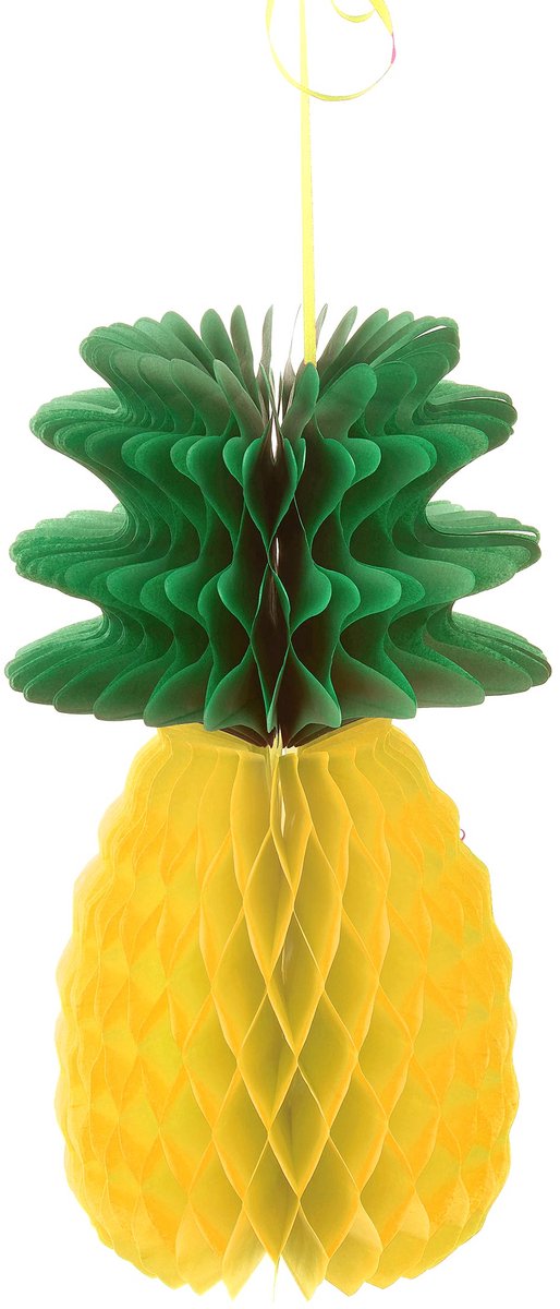PARTYPRO - Ananas decoratie honingraat 30 cm geel en groen