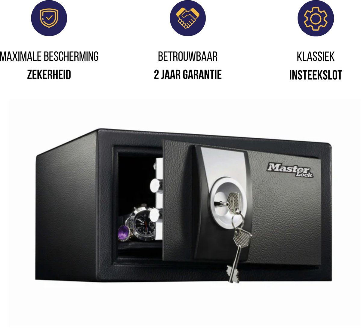 MasterLock Kluis Small - Met sleutelslot - Massief staal - Te verankeren - 167 x 290 x 264 mm - X031ML