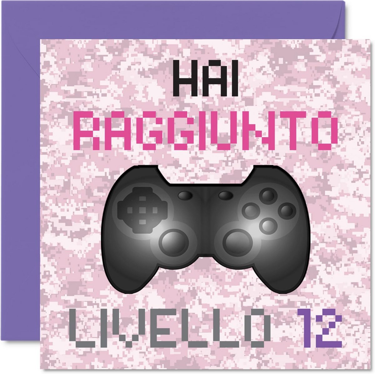 Verjaardagskaart 12 Jaar Meisje Niveau 12 Bereikt Videogame Thema