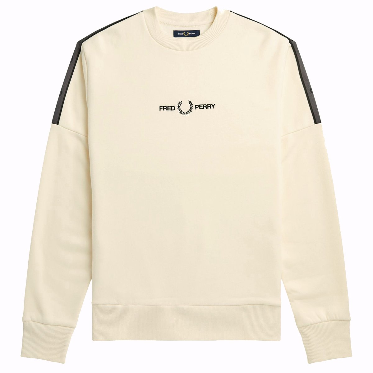 Fred Perry Taped Crew Neck Sweater Ecru Wit