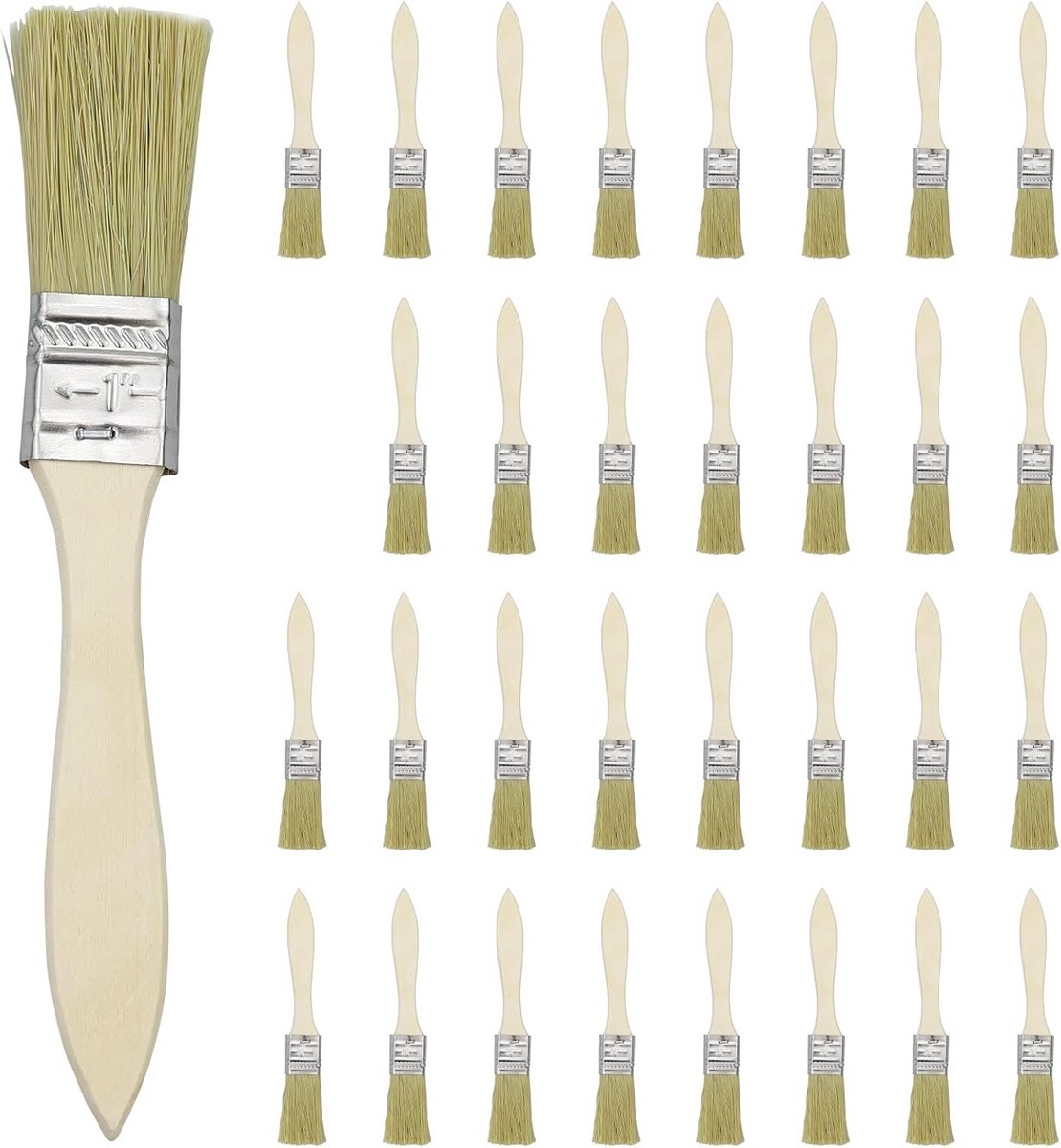 Set van 36 Platte Verfkwasten 25mm Houten Handvat voor Schilderen en Knutselen
