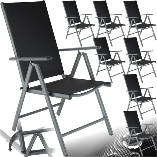 Casaria Tuinstoel 2 Stuks Hoge Rug 7-voudig Verstelbaar Ligfunctie Aluminium Inklapbaar Hoge Rugleuning Voetengedeelte Camping Campingstoel Klapstoel Grijs
