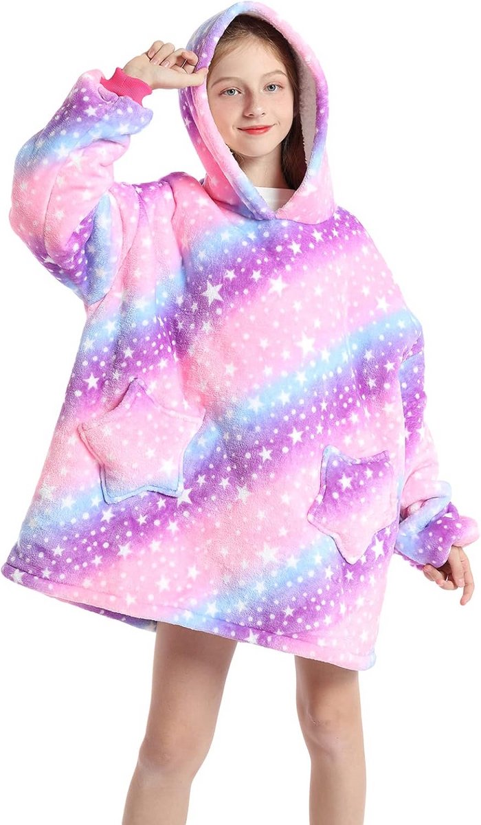 Extra Grote Draagbare Deken Hoodie voor Kinderen en Tieners | Super Zachte Sherpa Fleece Comfort