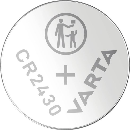 Varta CR2430 lithium knoopbatterij met zilverkleurige rand.