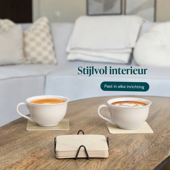 Sous-verres - Cuir PU - 10 Pièces - Blanc Grisâtre