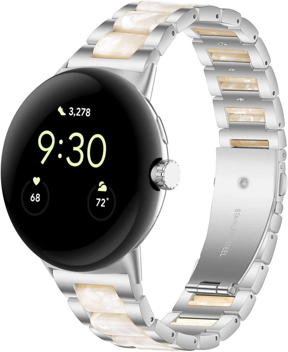 Horlogeband voor Google Pixel Watch 2022 Roestvrij Staal en Hars Snelle Montage