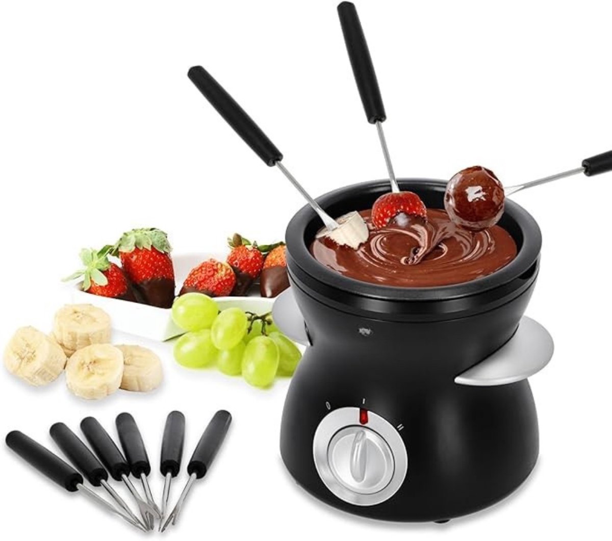 Aurixi® Chocoladefontein - Chocolade fontein - Chocolade druppels - Zwart - 13cm x 13cm x 14cm