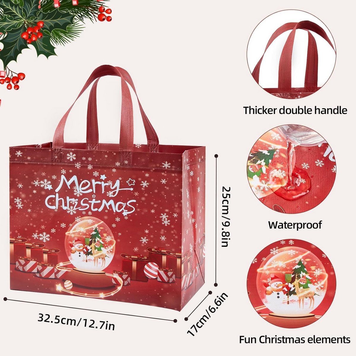 Grote Herbruikbare Kerstcadeauzakken met Handvat – Opvouwbare Geschenktassen