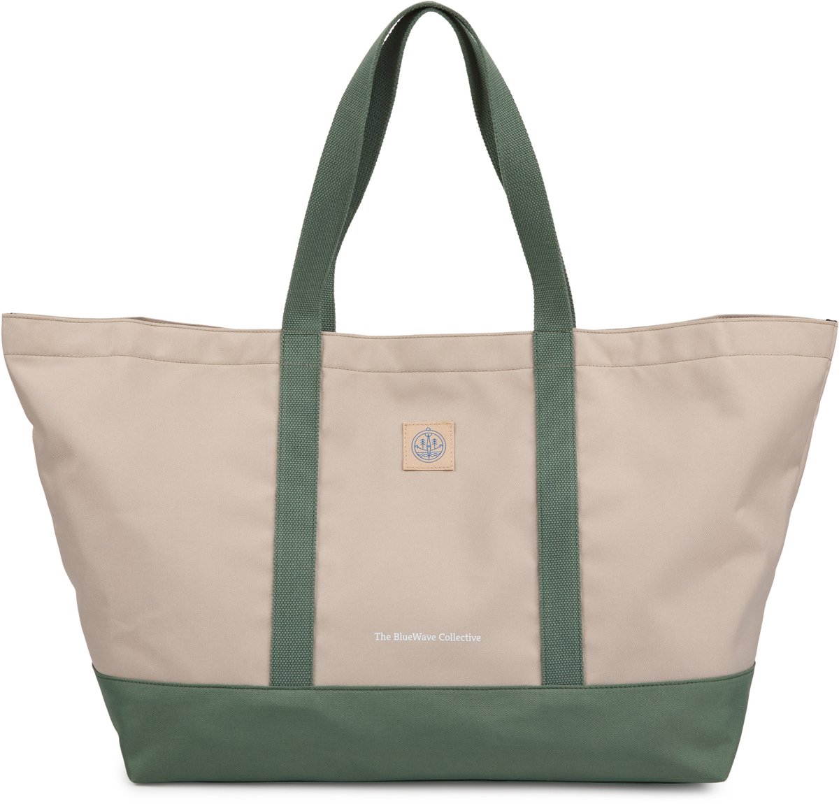 Dune Tote Bag – Strandtas, Boodschappentas & Shopper 25L – Stevig & Waterafstotend – Gemaakt van 23 PET-flessen – Groen/Grijs – The BlueWave Collective