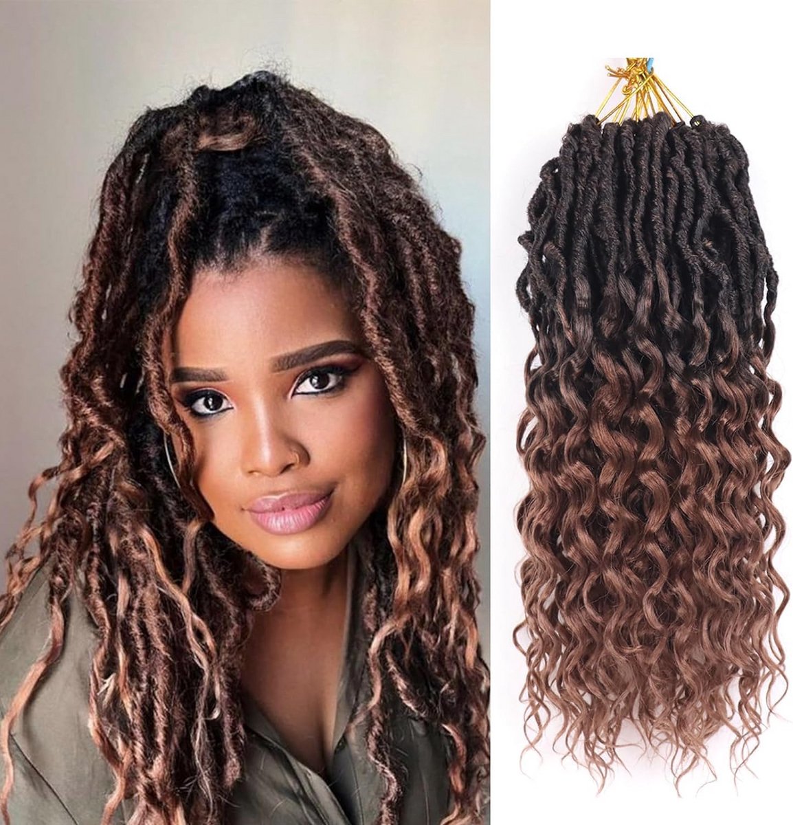 Diepgolf Goddess Locs Gehaakt Haar Extensions Zacht en Voorgelust