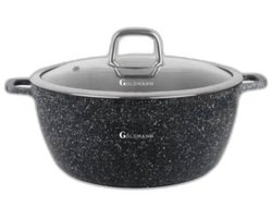 Goldmann - Kookpan - Braadpan met Deksel - Ø 26 cm - 5 Liter - Marmeren Keramische Coating - Geschikt voor alle Warmtebronnen - Inductie - Gas - Elektrisch - Keramisch
