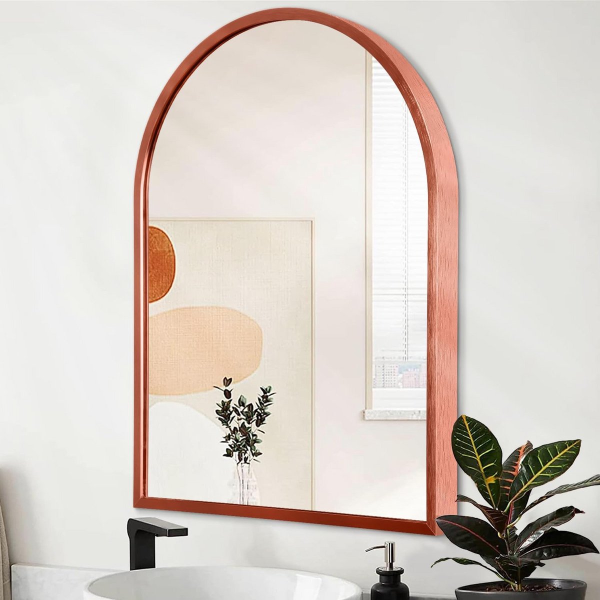 Grote Boogwandspiegel voor Woonkamer en Badkamer - 66x45 cm Decoratieve Spiegel met Metalen Frame