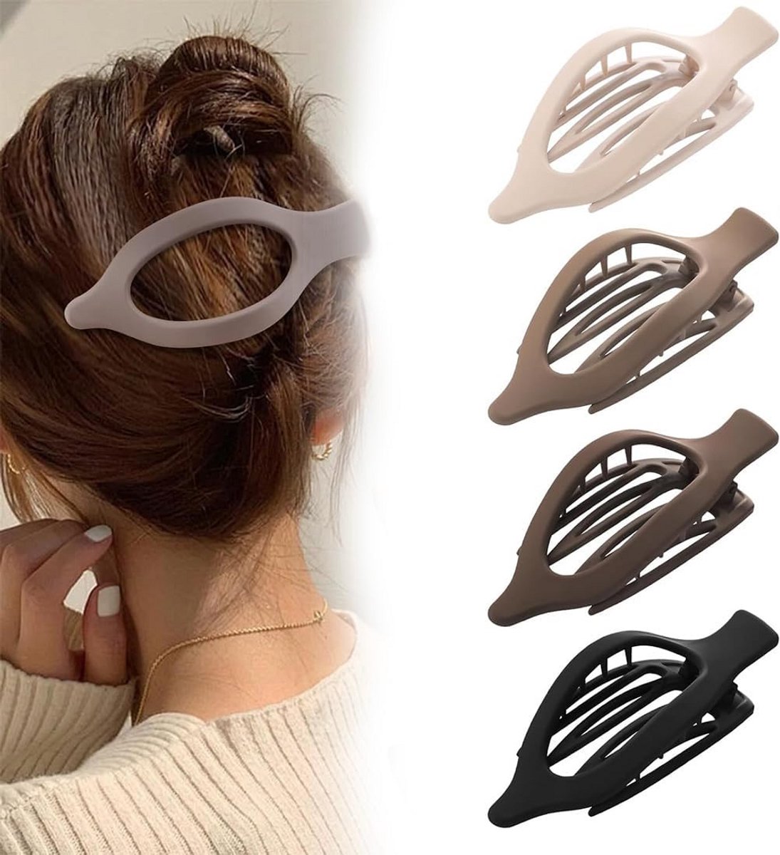 Set van 4 Elegante Haarclips voor Dames in Herfsttinten met Sterke Klemming