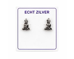 Zilveren oorknopjes - oorstekers dames - zittende boeddha Shiva - zen - spirituele sieraden - 7x8 mm