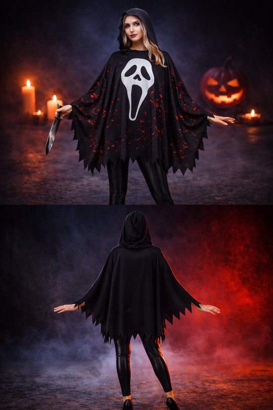 Cape Halloween Effrayante Avec Capuche – Cape Fantôme Ou Sorcière Pour Adulte, Costume Horreur Cosplay