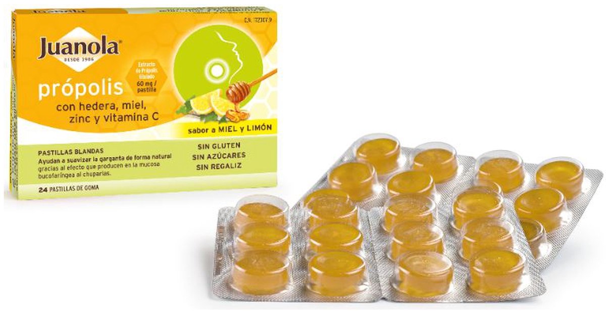 Propolis met Hededra, Honing, Zink en Vit C 24 pellets|Propolis with Hededra, Honey, Zinc and Vit C 24 pellets|Propolis avec Hededra, miel, zinc et vitamine C 24 pastilles