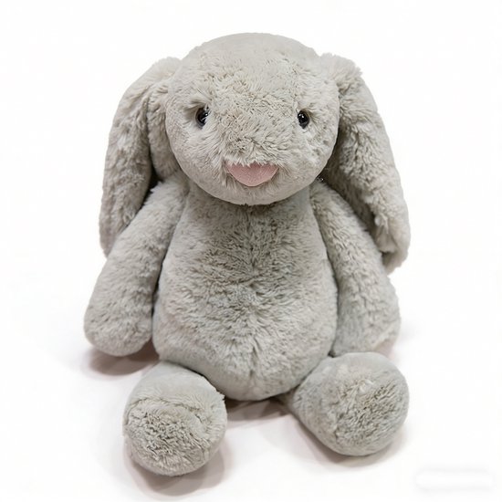 Kraftverdia Pluche Konijn Knuffel – 45 cm – Knuffel Kawaii Design Zacht Knuffeldier – Grijs