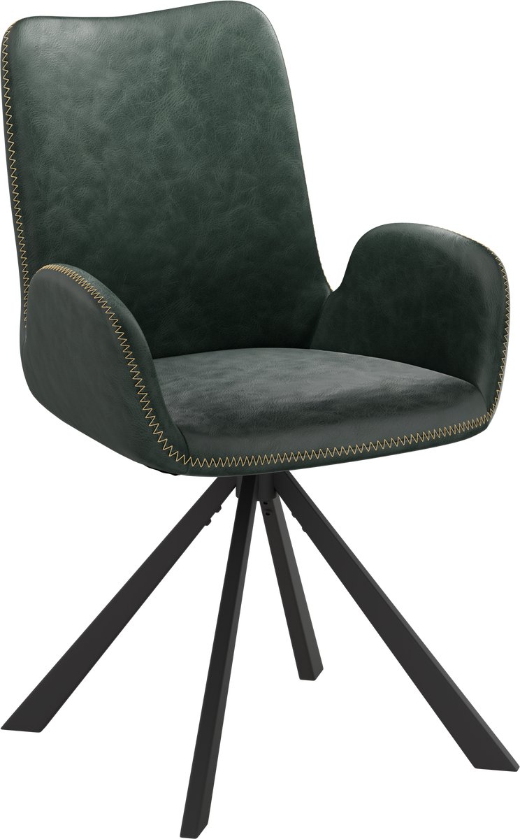 HOMAVO YZ7 Stoelenset – 2 stuks – Eetkamerstoelen met armleuningen – 360° draaibaar – Modern & Comfortabel – Stoffen of Vintage kunstleer – 56x59x82 cm