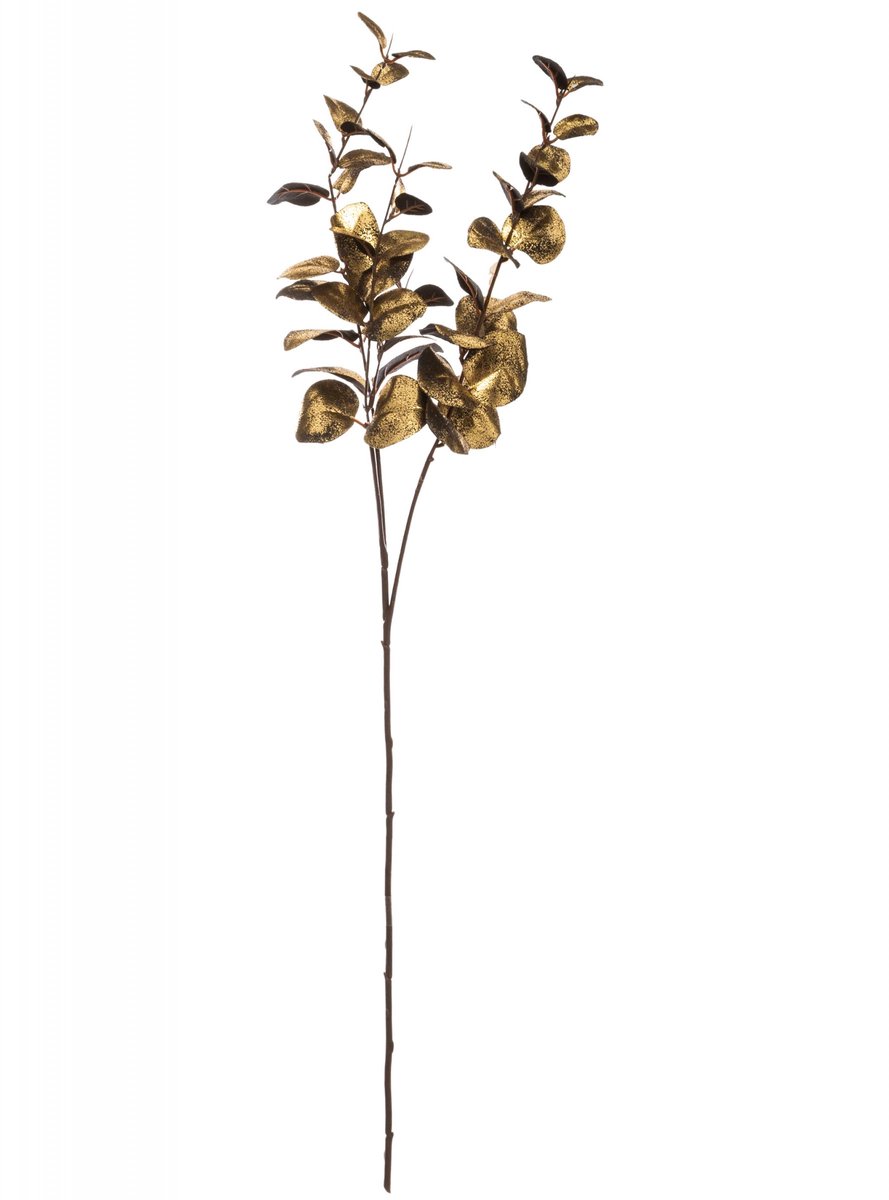 Eucalyptus - glitter goud -  Decoratieve Ecalyptus tak - hoogte 76cm - 2 STUKS