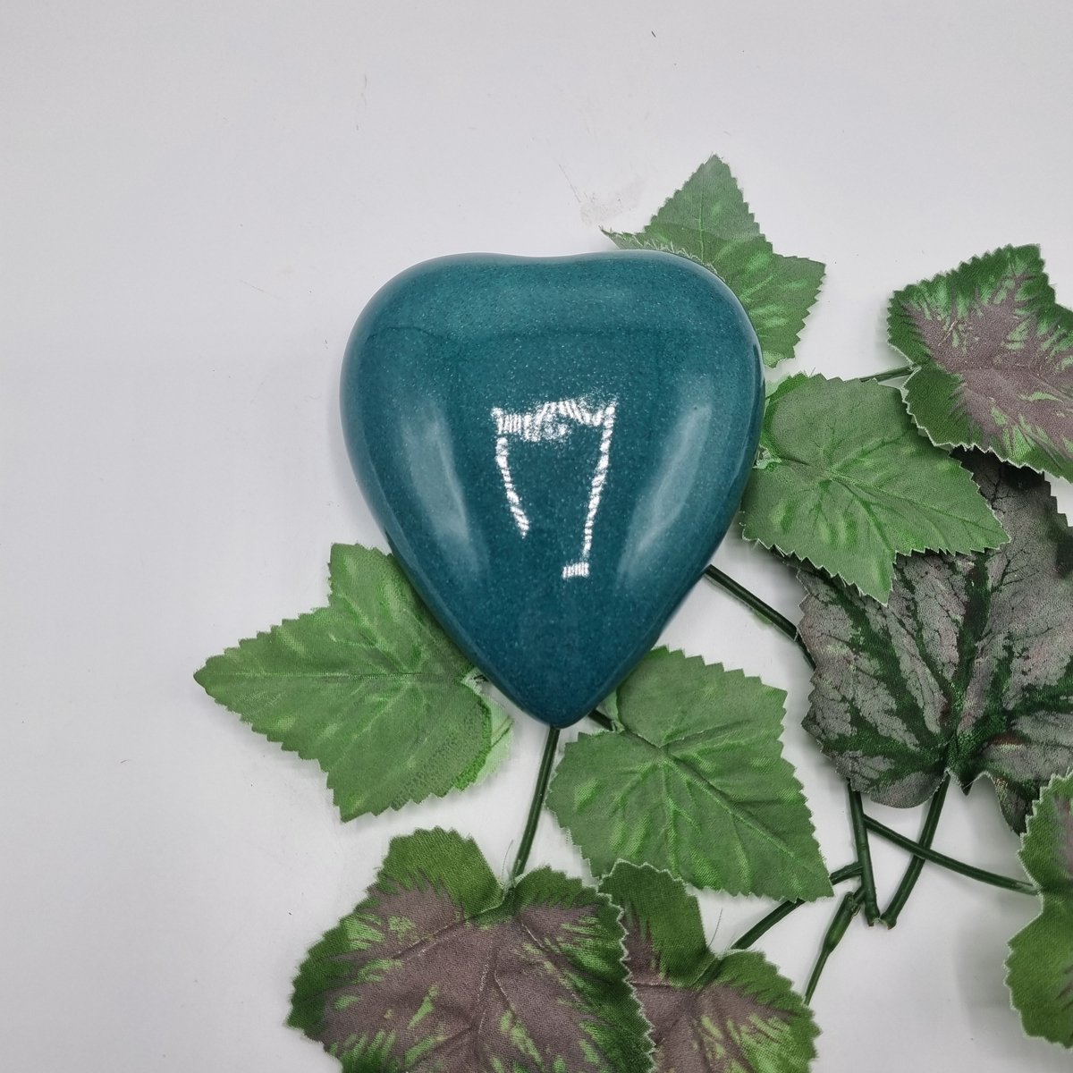 Mini Urn - Keramiek - Hart - turquoise - 100ml - 1 askamer - Hand-made