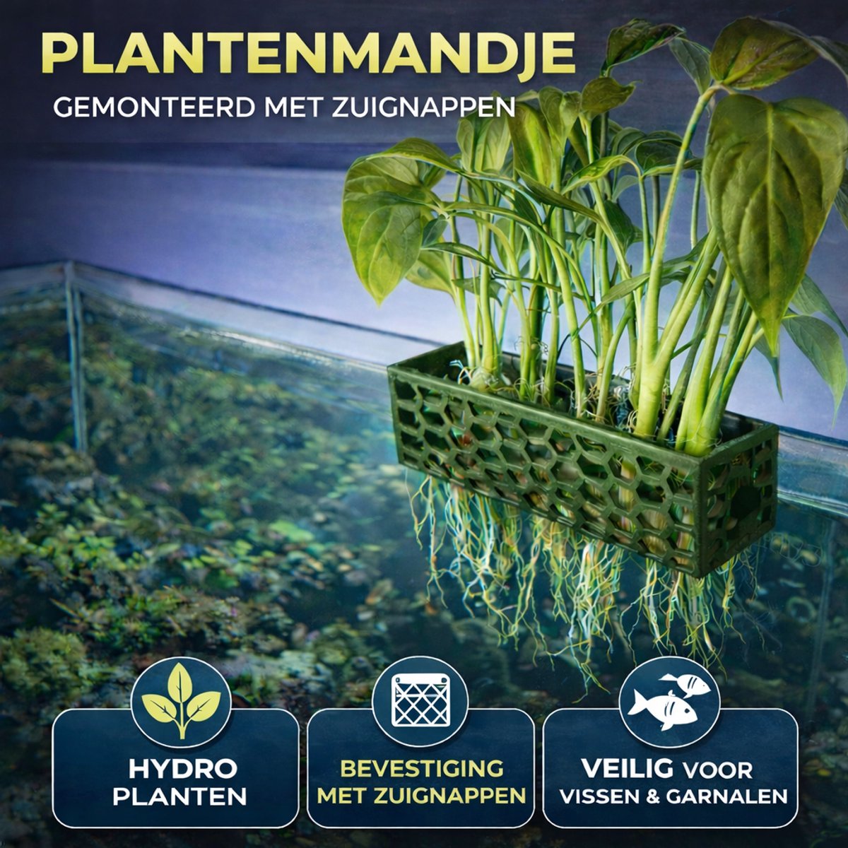 T3D Aquarium Plantenhouder – set van 2 - Aquarium Decoratie & Waterplanten Houder – Honingraat Aquascape Plantenstandaard – Voor Aquarium Bezitters – Groen