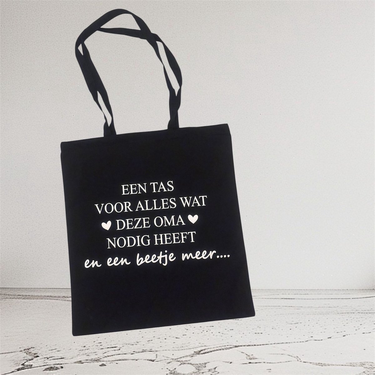 Cadeau tas - Voor Oma - bedankt - zwart - katoen- 38x42