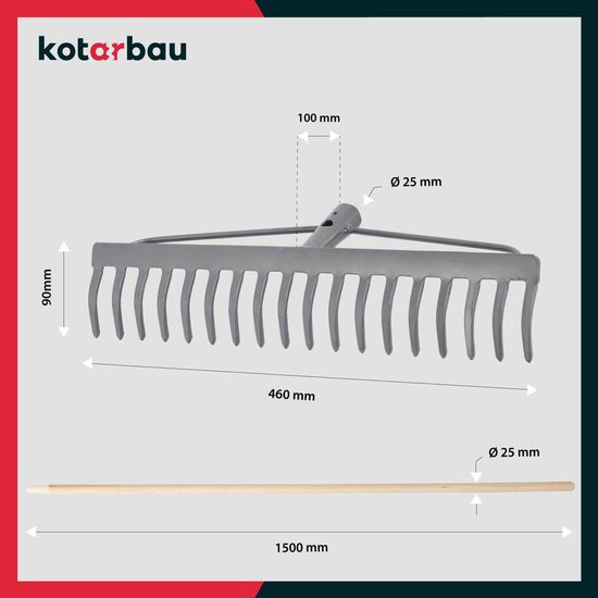 KOTARBAU, Bladhark, Metaal, 46cm, 18 Tanden, Houten Steel van Merkloos	 — afbeelding 3