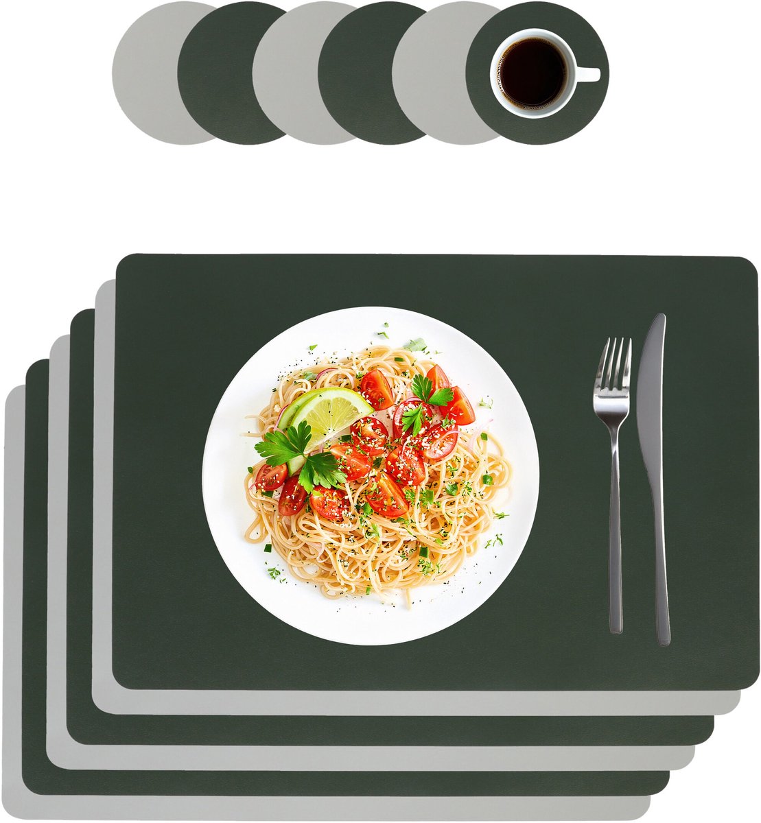 Placematenset-6-delig-met-onderzetters-grijs/groen