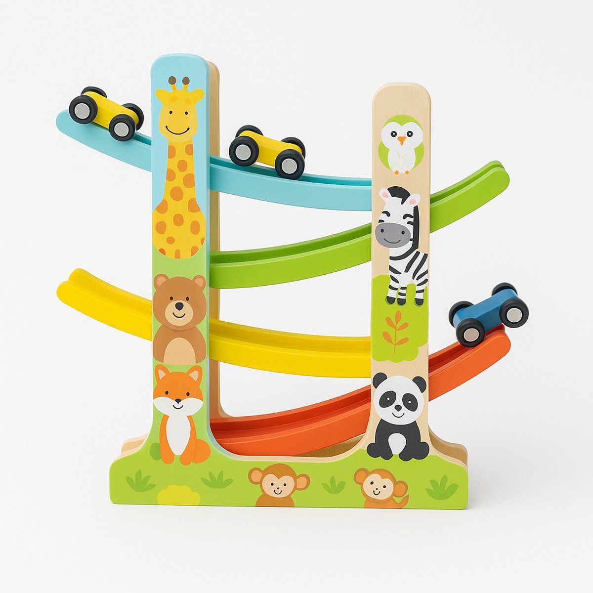 best4juniors Houten Rollerbaan met 6 Auto's - Speelgoed voor 3-6 jaar - Educatief